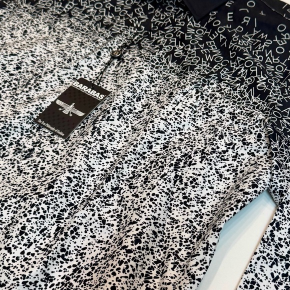 Barabas Black and White Casual Button Down Shirt size large - Picture 2 of 5